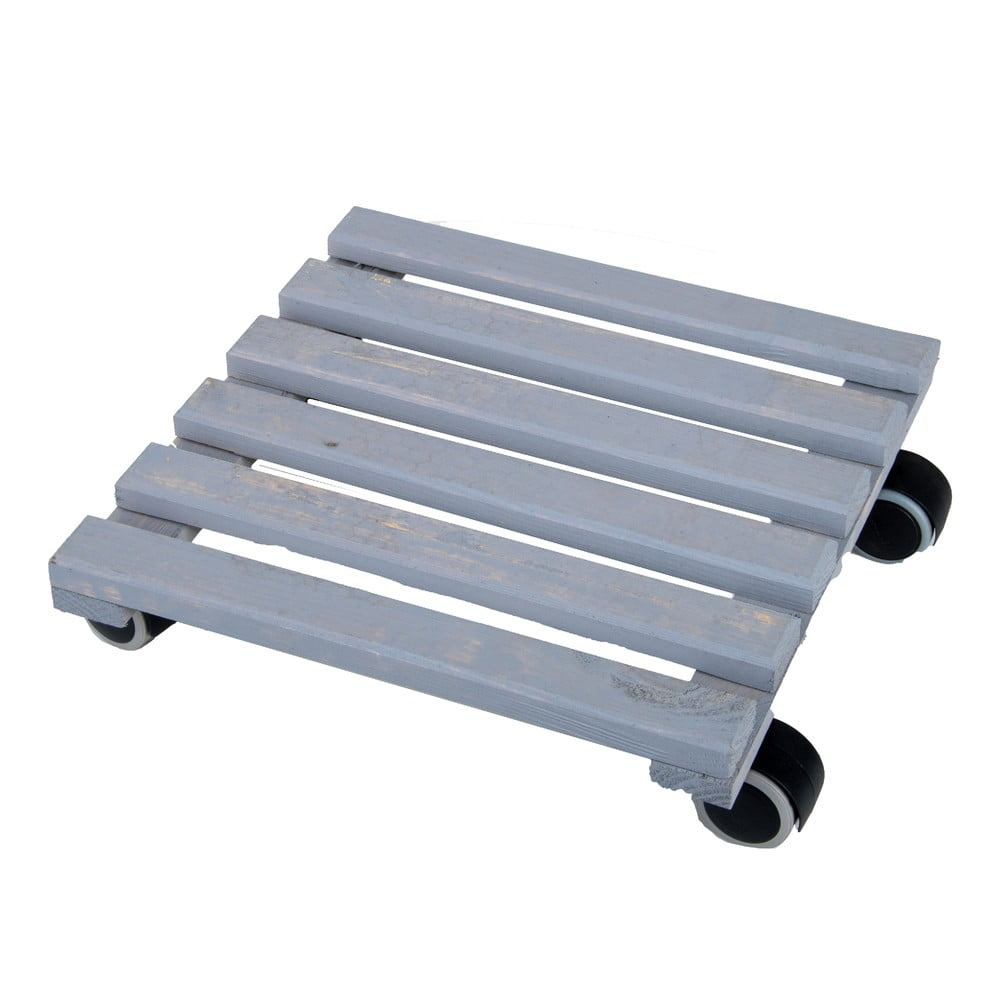 Sivá drevená pojazdná podložka pod kvetináč Esschert Design