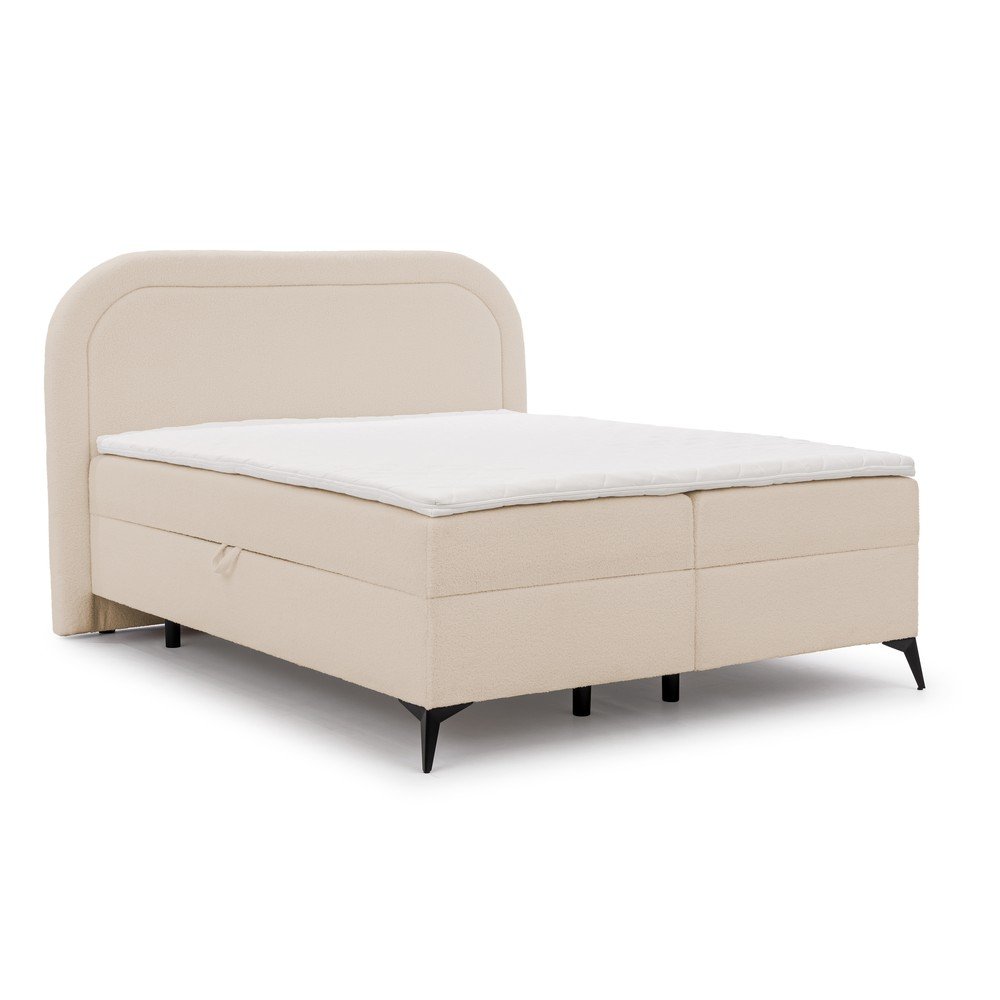 Béžová boxspring posteľ s úložným priestorom 160x200 cm Ornes – Ropez