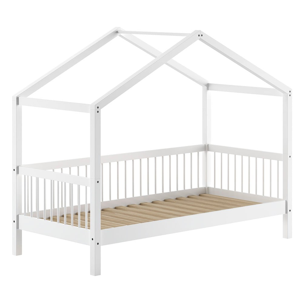 Biela domčeková detská posteľ z bukového dreva 90x200 cm Forrest – Vipack