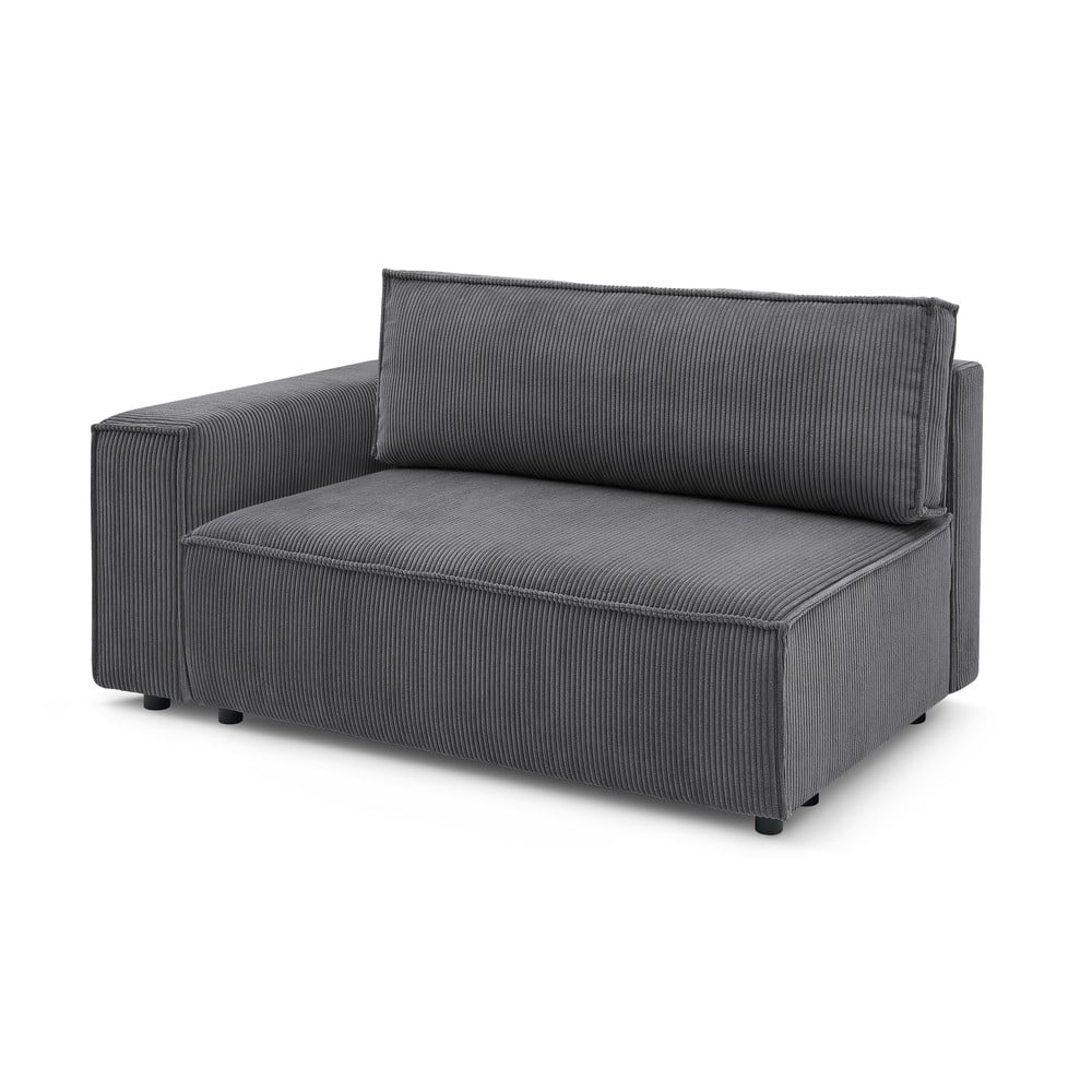 Tmavosivý menčestrový modul pohovky (ľavý roh) Nihad modular – Bobochic Paris