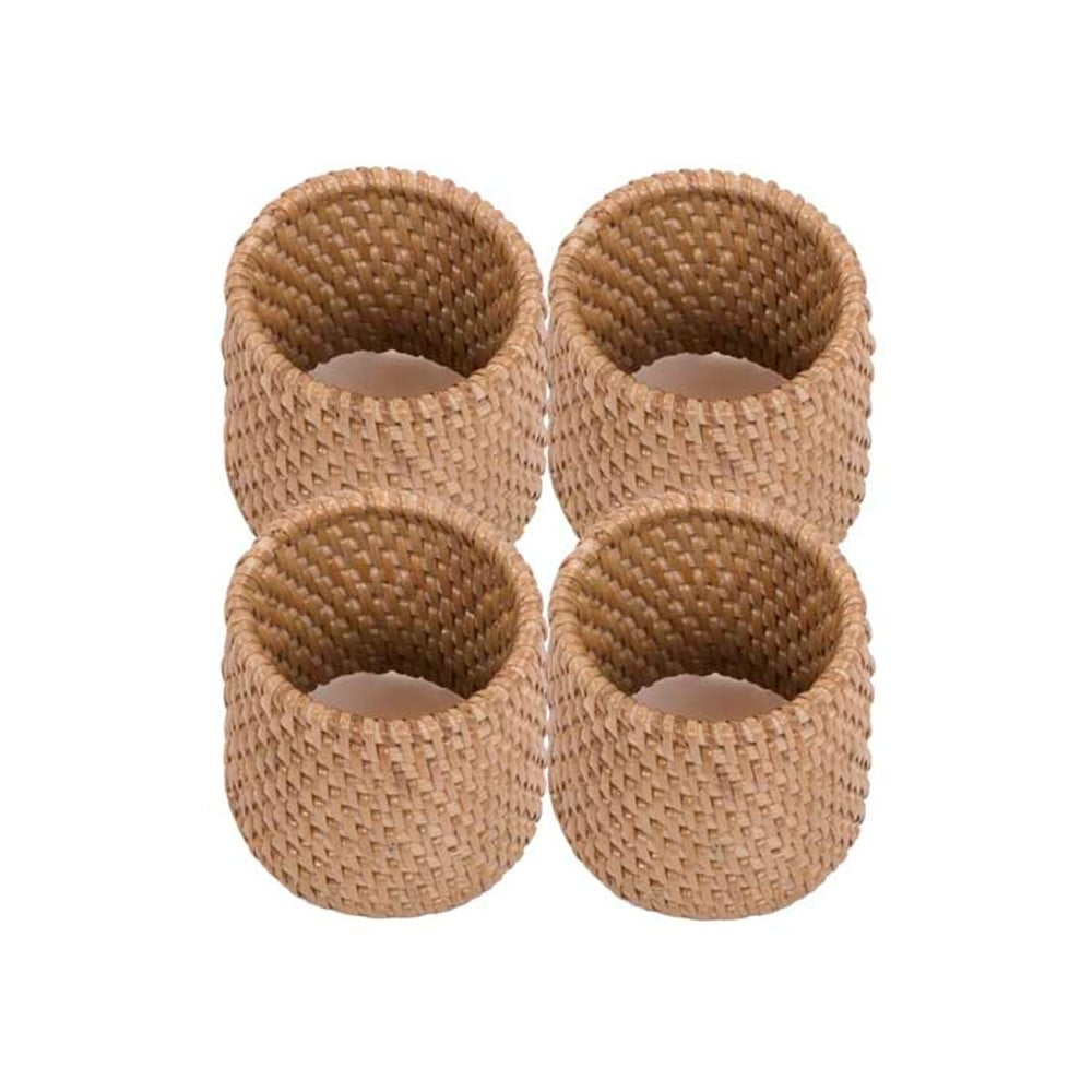 Sada 4 prírodných ratanových krúžkov na servítky Tiseco Home Studio