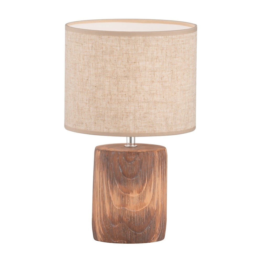 Hnedo-béžová betónová stolová lampa s textilným tienidlom (výška 35 cm) Malik – Fischer & Honsel