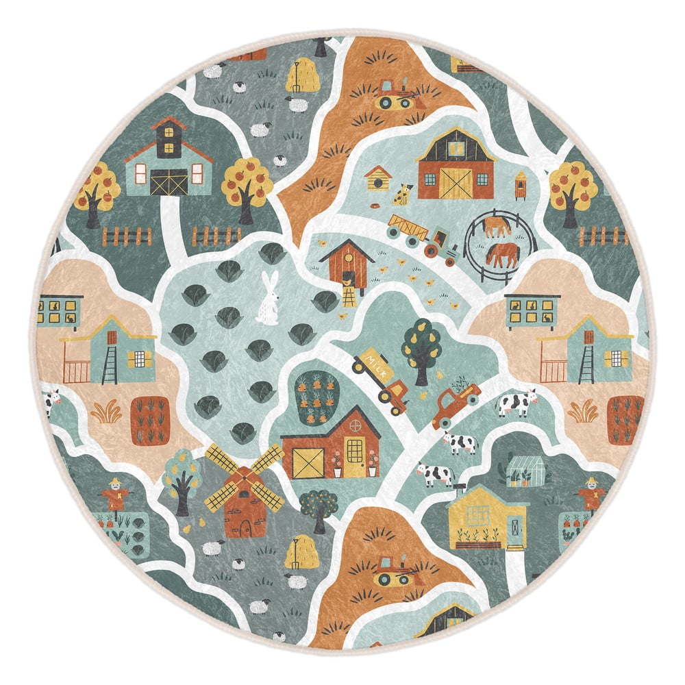 Prateľný detský hrací koberec ø80 cm Farmer's Life – Mila Home