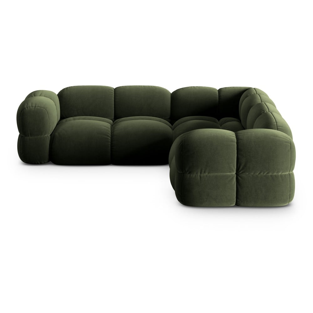 Zelená zamatová rohová pohovka Loretto – Cosmopolitan Design