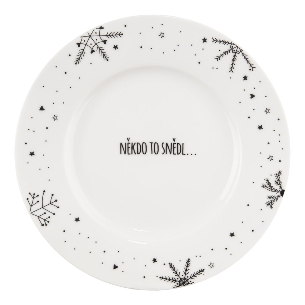Biely servírovací porcelánový tanier s vianočným motívom ø 20 cm – Dakls