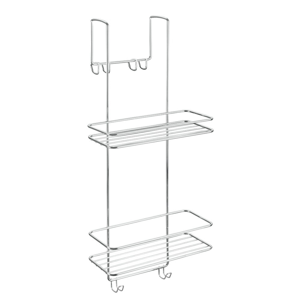 Závesná oceľová kúpeľňová polička bez vŕtania v lesklo striebornej farbe Luxy – Metaltex