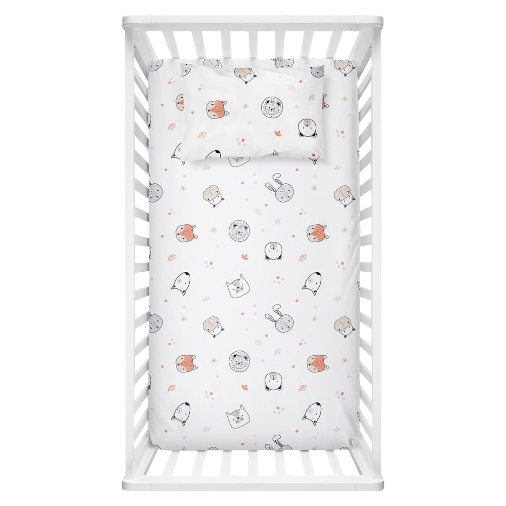Biela napínacia detská plachta do postieľky z bavlny Renforcé 70x120 cm Safari – Mijolnir