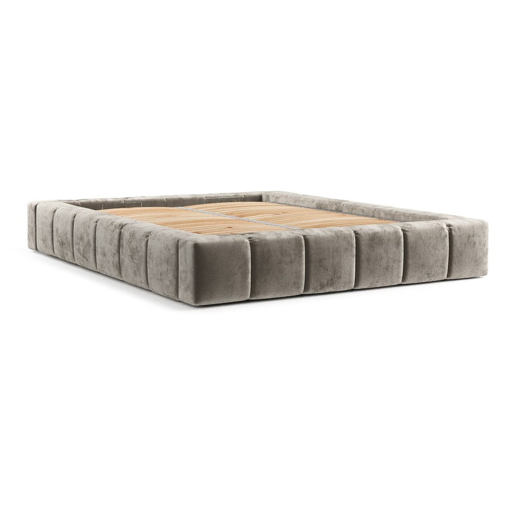 Béžová čalúnená dvojlôžková posteľ s úložným priestorom s roštom 180x200 cm Aruba L – Maison de Rêve