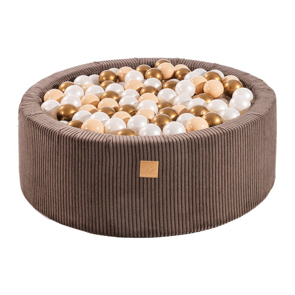 Hnedý menčestrový bazénik s loptičkami ø 90x30 cm Montessori – Meowbaby