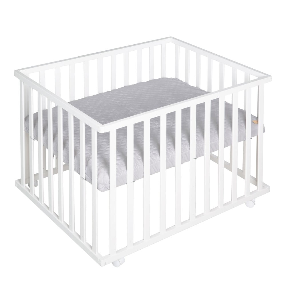 Biela detská ohrádka na kolieskach 100x75 cm Style – Roba