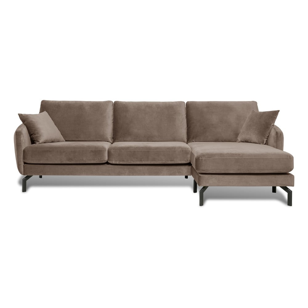 Hnedobéžová zamatová rohová pohovka (pravý roh) Magic - Scandic