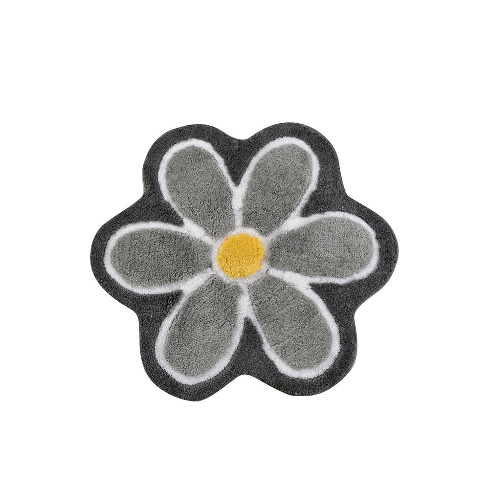 Sivá kúpeľňová predložka ø 90 cm Flower – Foutastic
