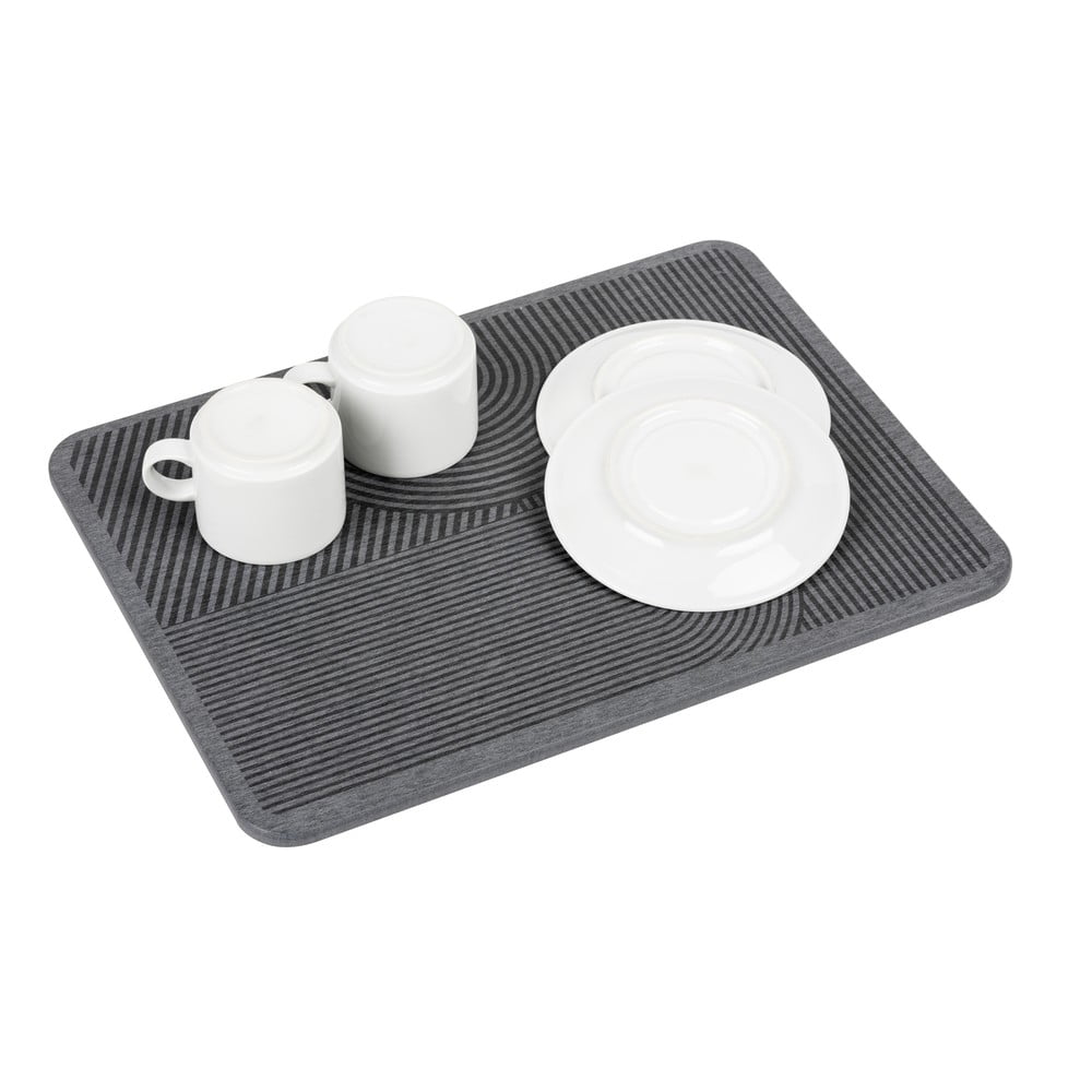 Sivá odkvapkávacia podložka na riad z kremeliny 40x30 cm Damon – Wenko