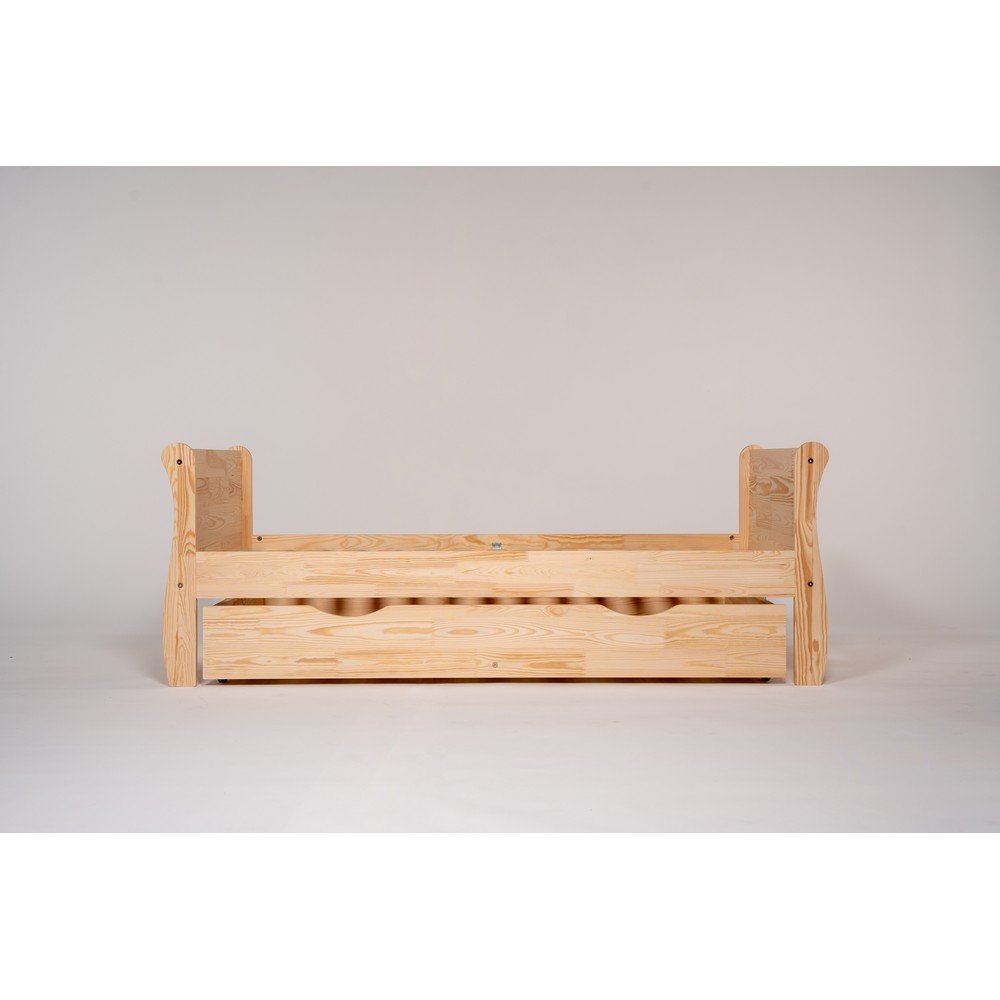 Detská posteľ z borovicového dreva s výsuvným lôžkom s úložným priestorom s roštom 80x160 cm v prírodnej farbe Roma – Adeko