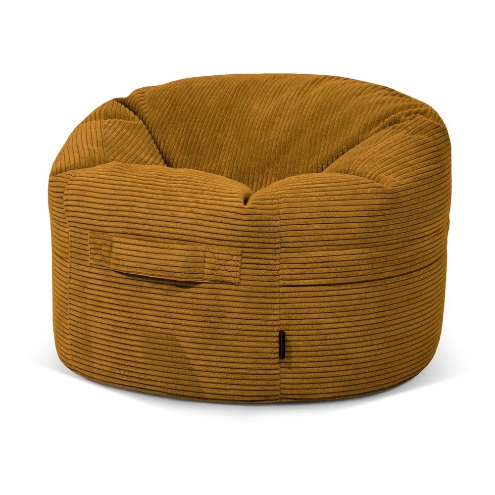 Menčestrový detský sedací vak v horčicovej farbe Roll 80 – SLOWDOWN