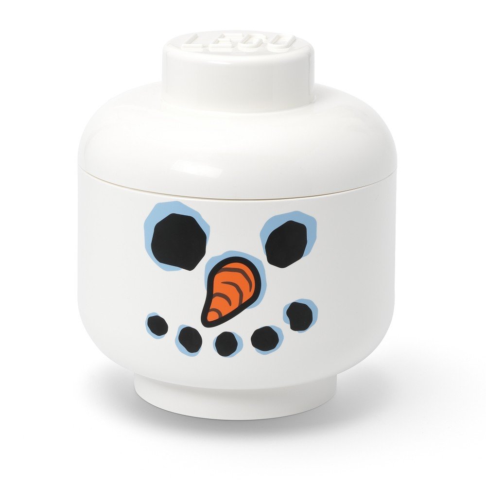 Biely plastový detský úložný box ø 24x27 cm Head Snowman L – LEGO®
