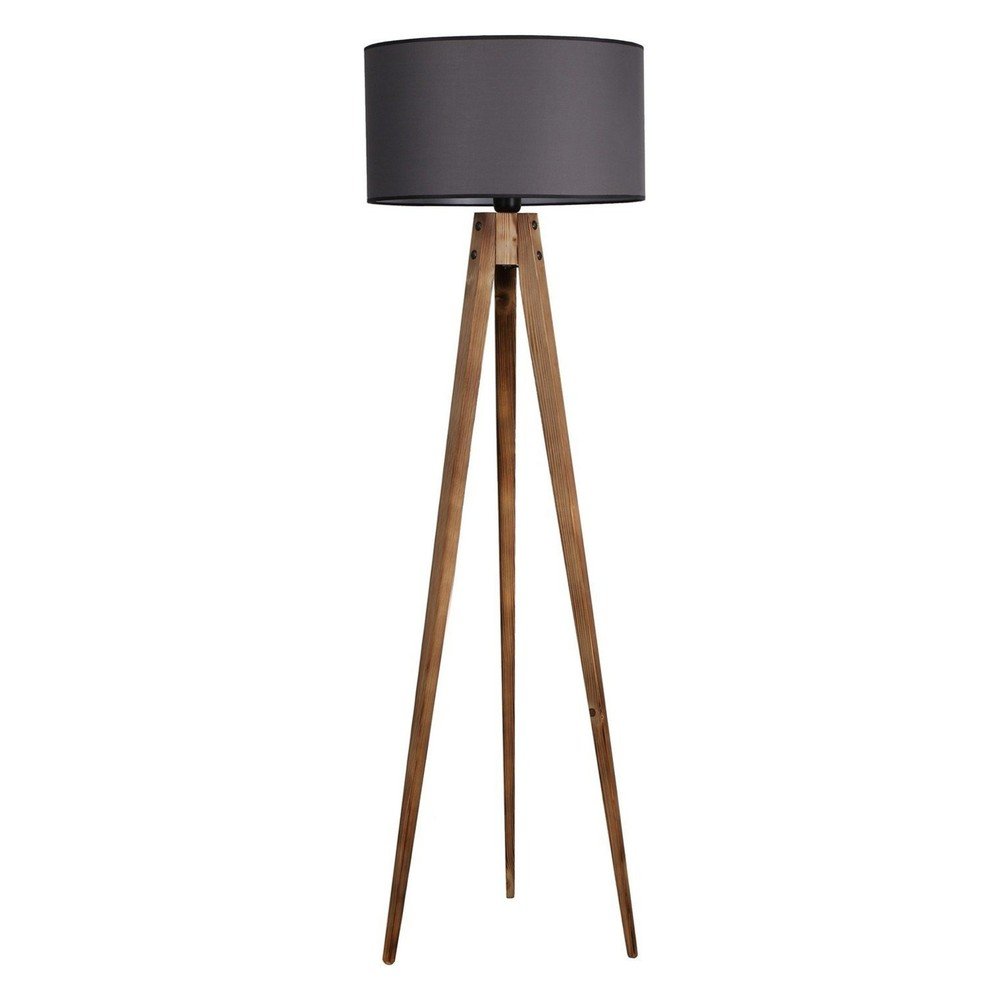 Čierna/hnedá stojacia lampa s textilným tienidlom (výška  153 cm) Tripod – Opviq lights