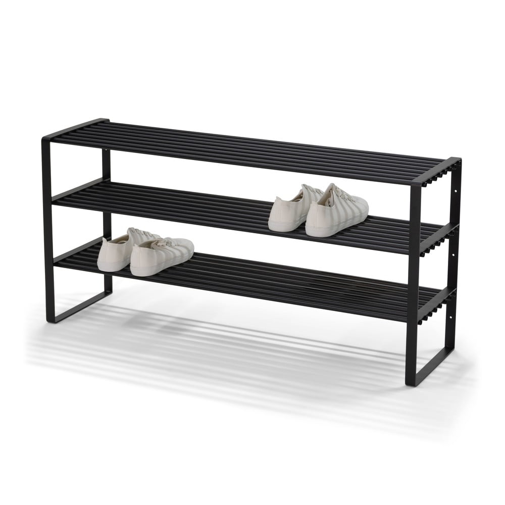 Čierna kovová skrinka na topánky 100x48