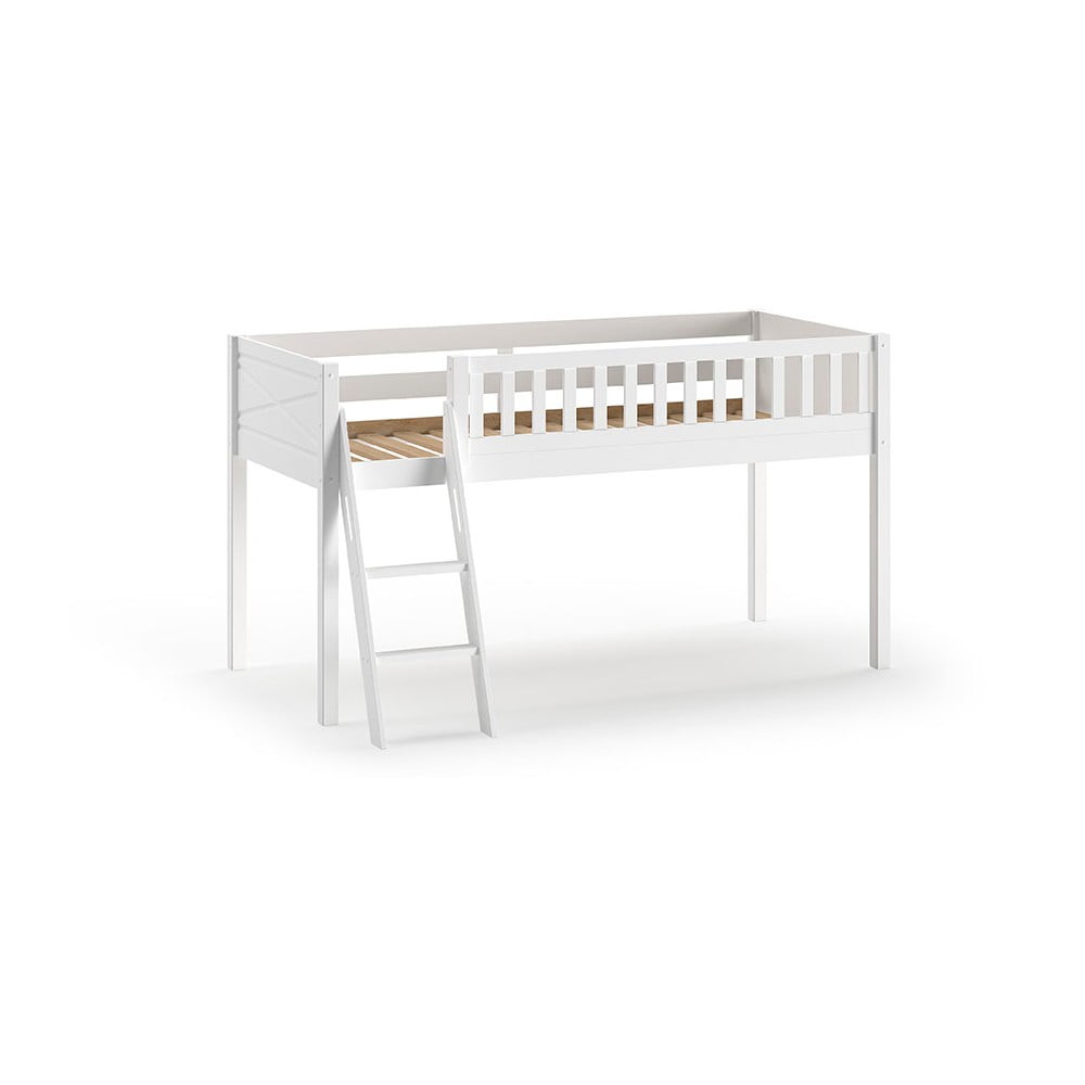 Biela vyvýšená detská posteľ z borovicového dreva 90x200 cm SCOTT – Vipack