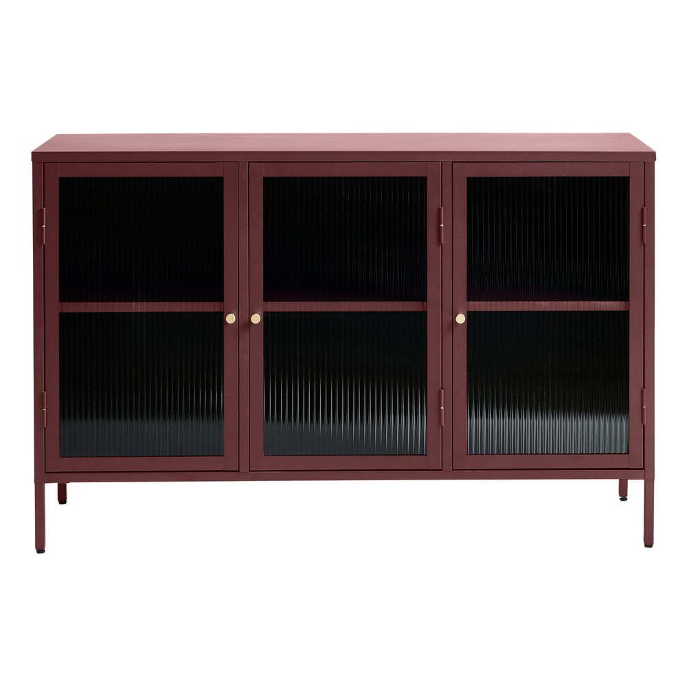 Červená kovová vitrína 132x85 cm Bronco – Unique Furniture