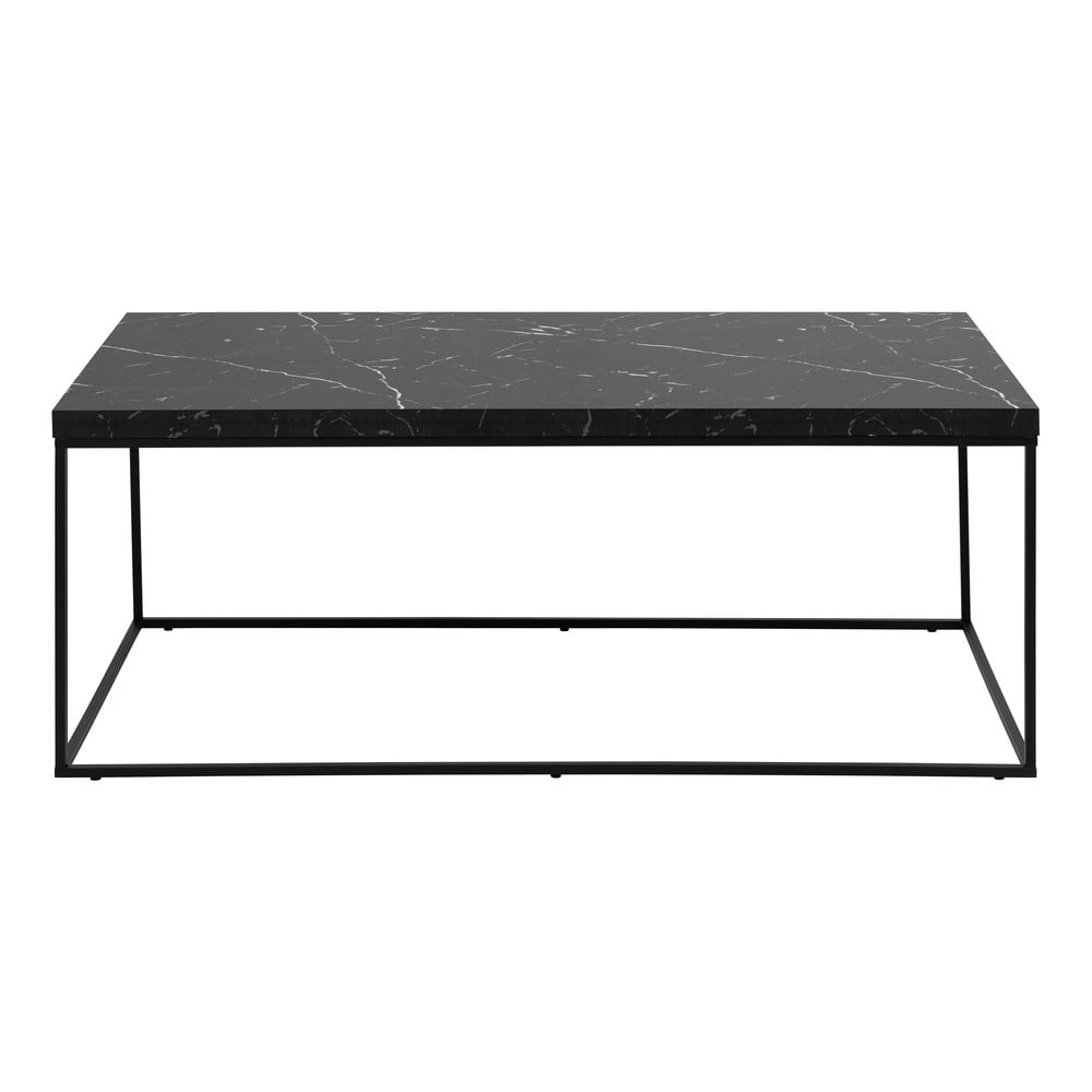 Čierny konferenčný stolík s doskou v dekore mramoru 55x110 cm Barossa – Actona