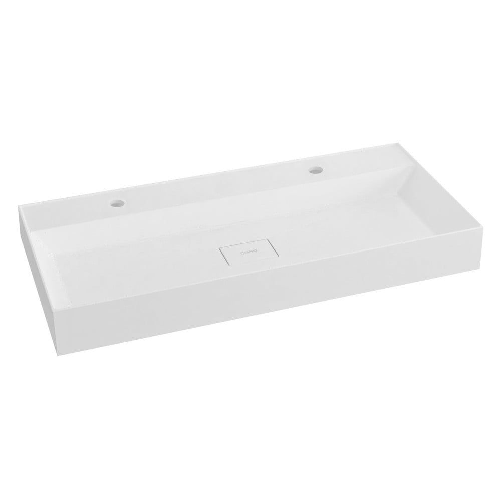 Biele dvojumývadlo z liateho mramoru 96x44 cm Godiva – Sapho