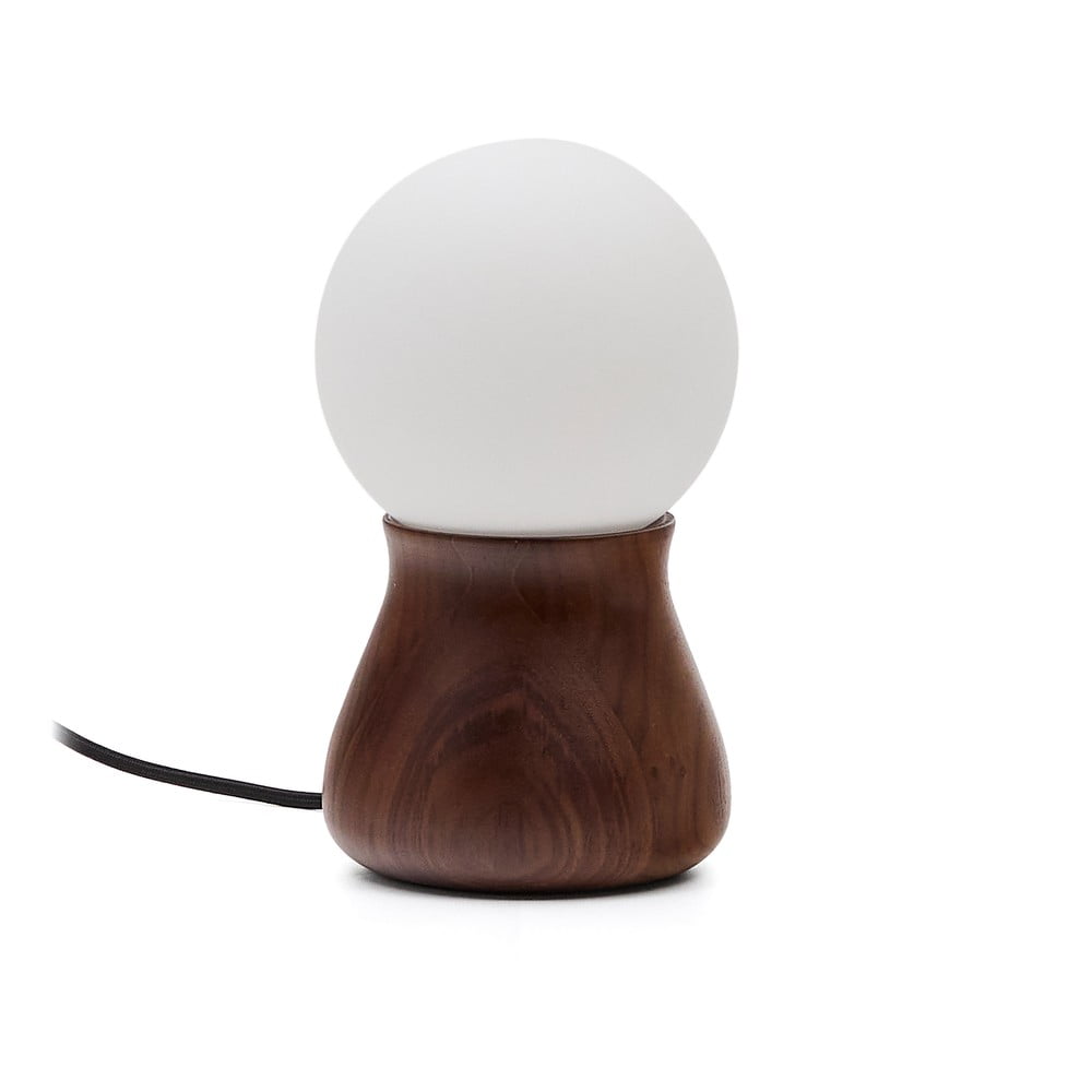 Tmavohnedá stolová lampa z kaučukového dreva (výška 26 cm) Okeni – Kave Home