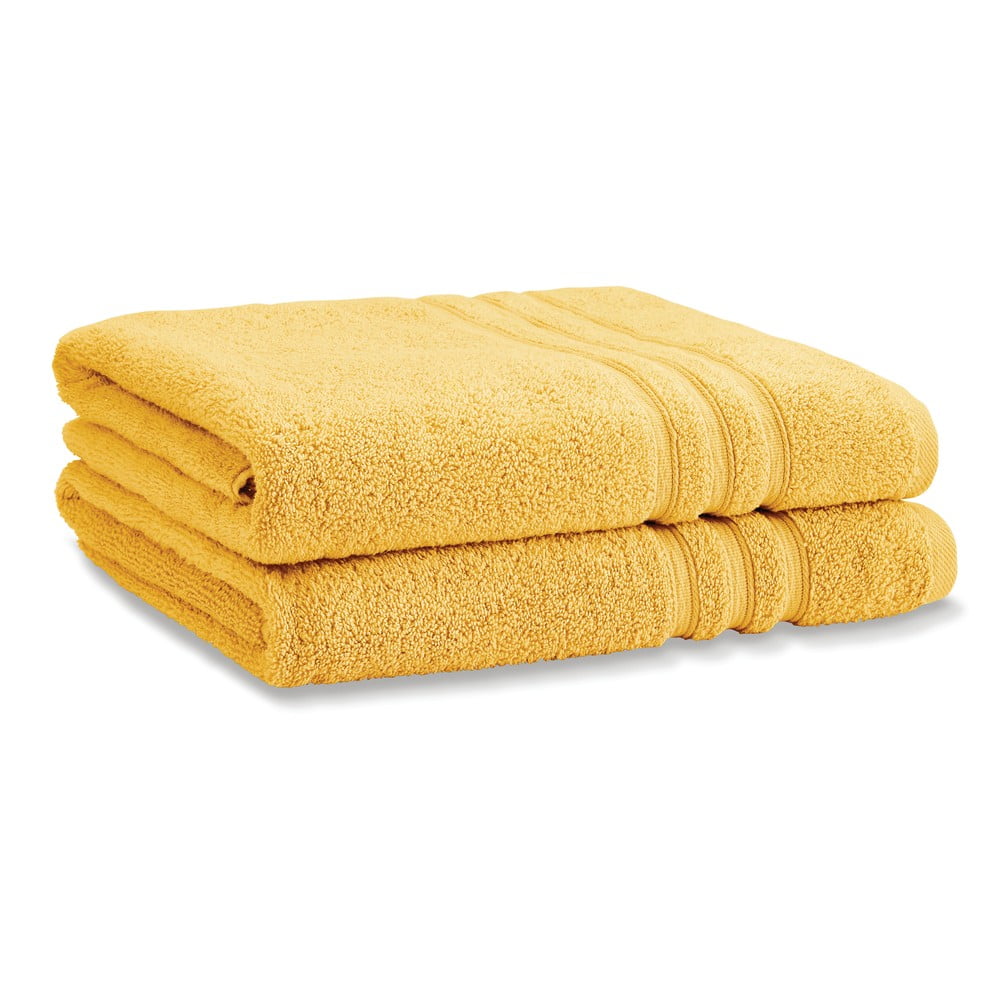 Žlté froté bavlnené osušky v súprave 2 ks 90x140 cm Zero Twist – Catherine Lansfield
