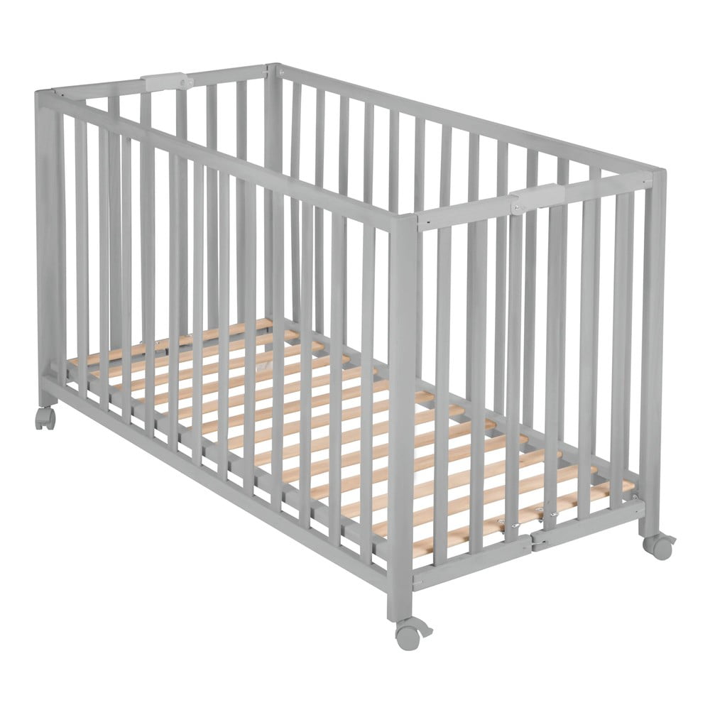 Sivá skladacia postieľka na kolieskach 60x120 cm Fold up – Roba