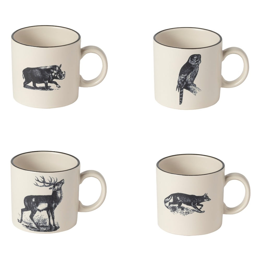 Béžovo-čierne hrnčeky v súprave 4 ks z kameniny 350 ml Elements – Costa Nova