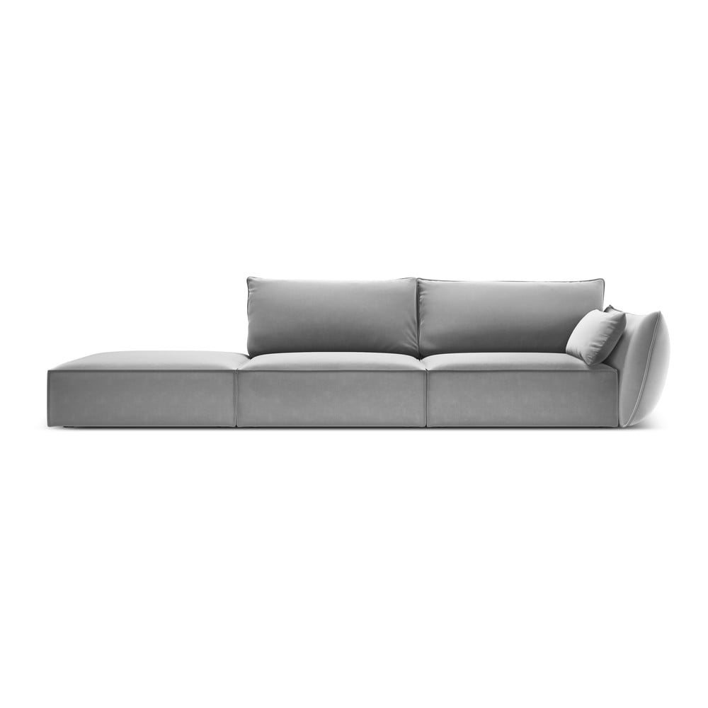 Svetlosivá zamatová pohovka pravý roh 264 cm Vanda – Mazzini Sofas
