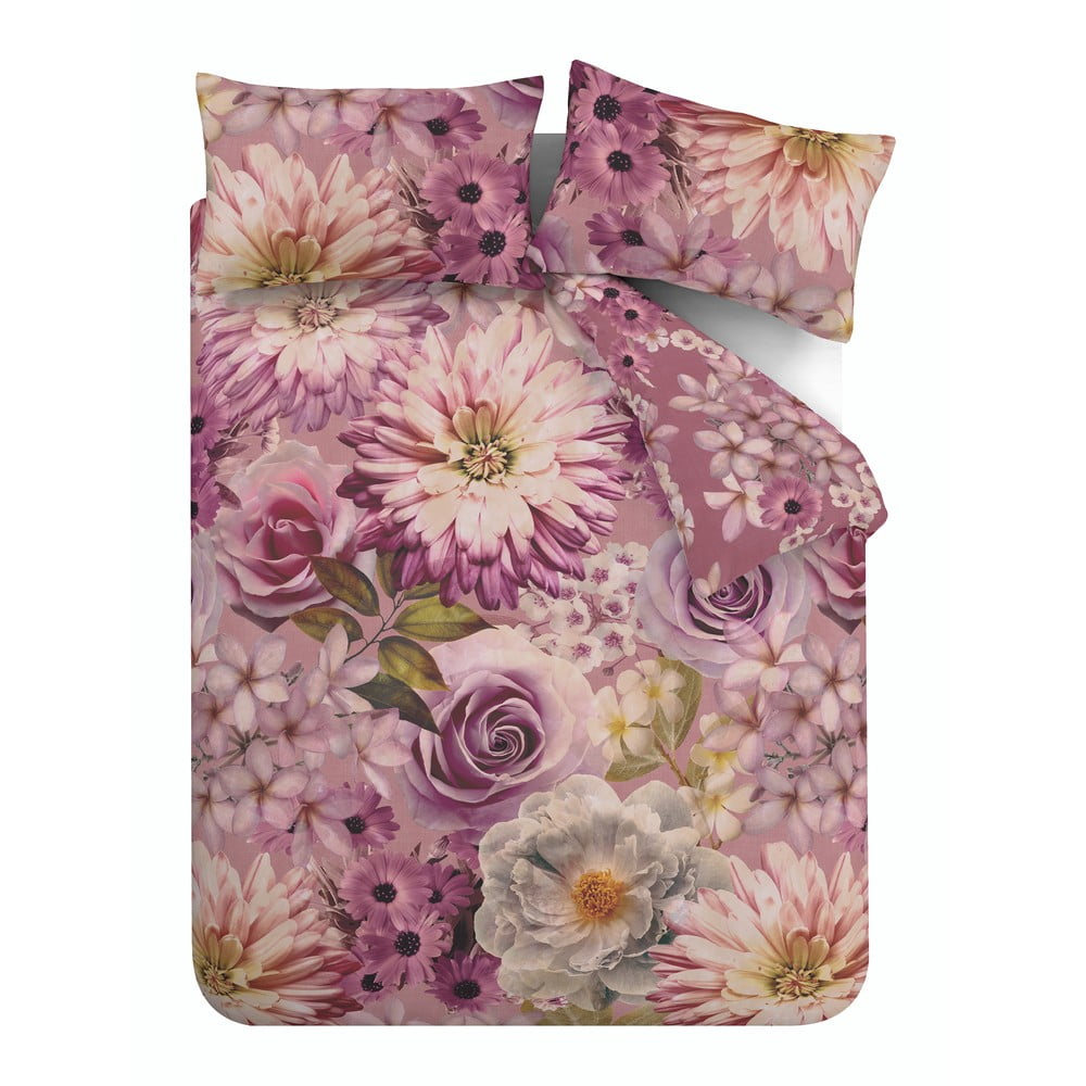 Ružové obliečky na dvojlôžko/predĺžené 230x220 cm Rosemoor Floral – RHS