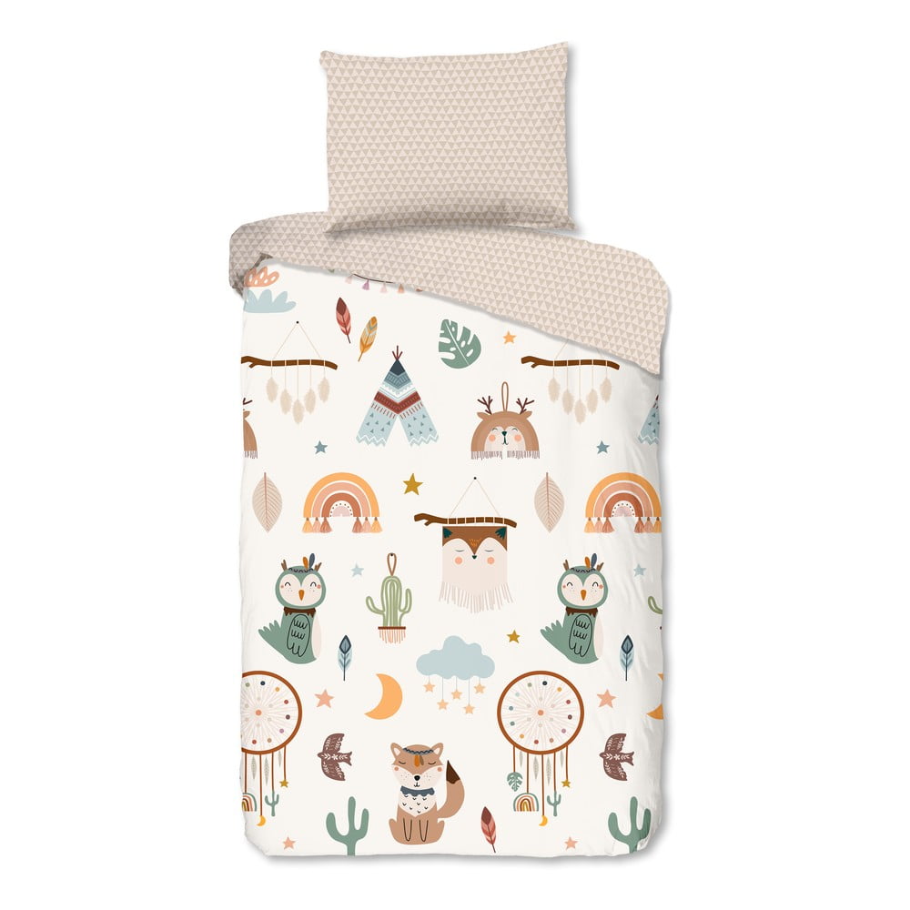 Béžové bavlnené detské obliečky na jednolôžko 140x200 cm Remi – Good Morning