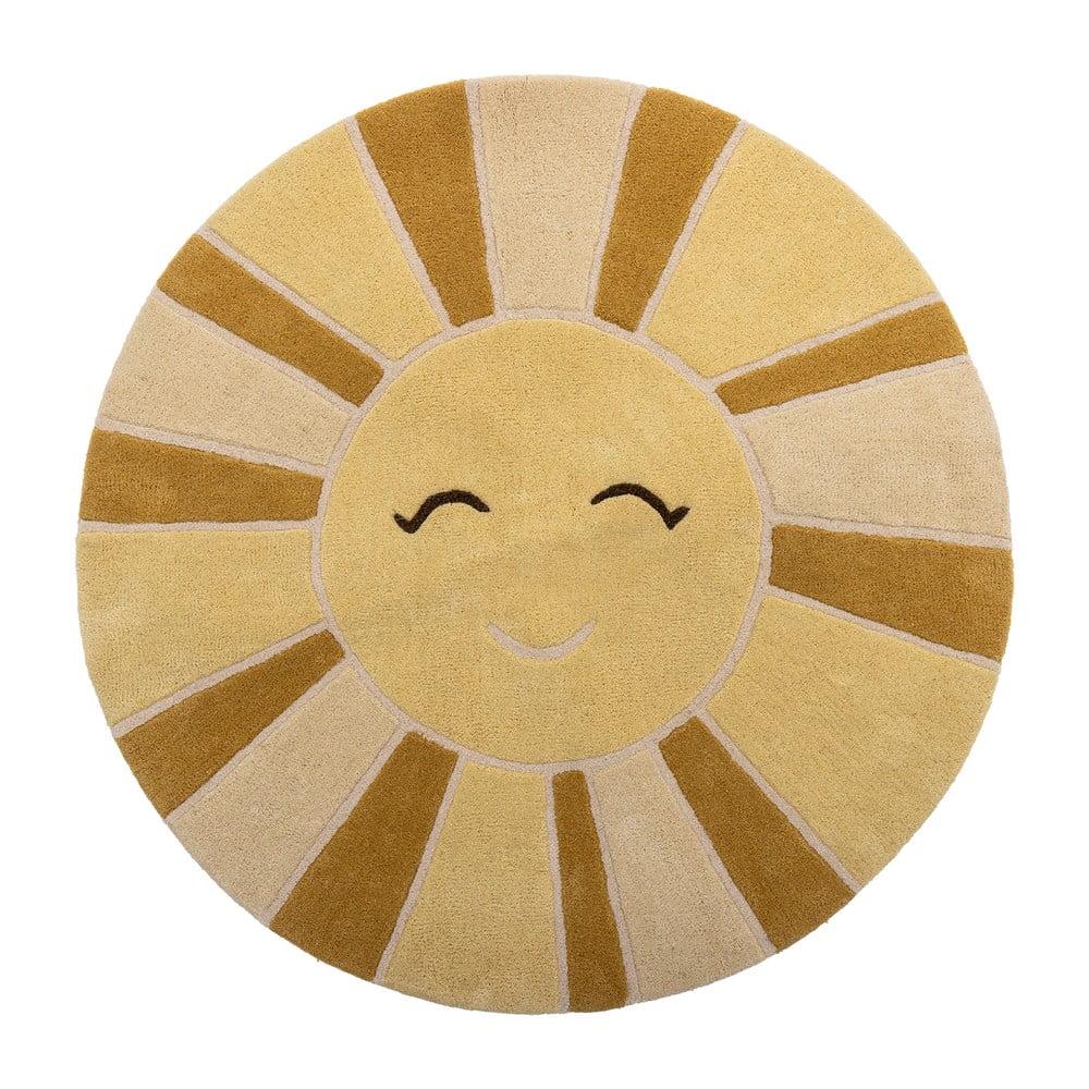Béžový/jantárový vlnený detský koberec ø110 cm Sun – Bloomingville Mini