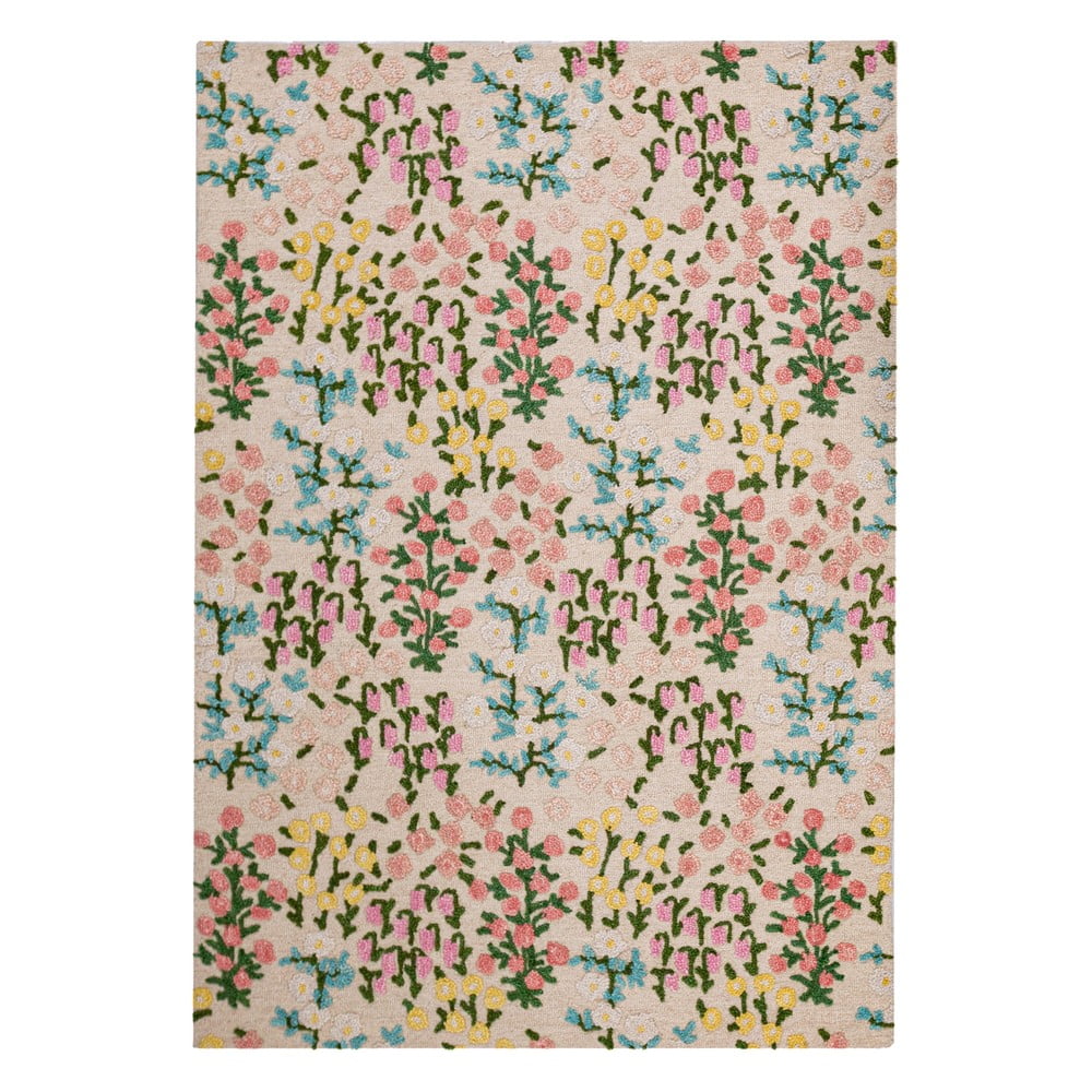Krémový ručne tkaný vlnený koberec 160x230 cm Emilia Floral – Flair Rugs