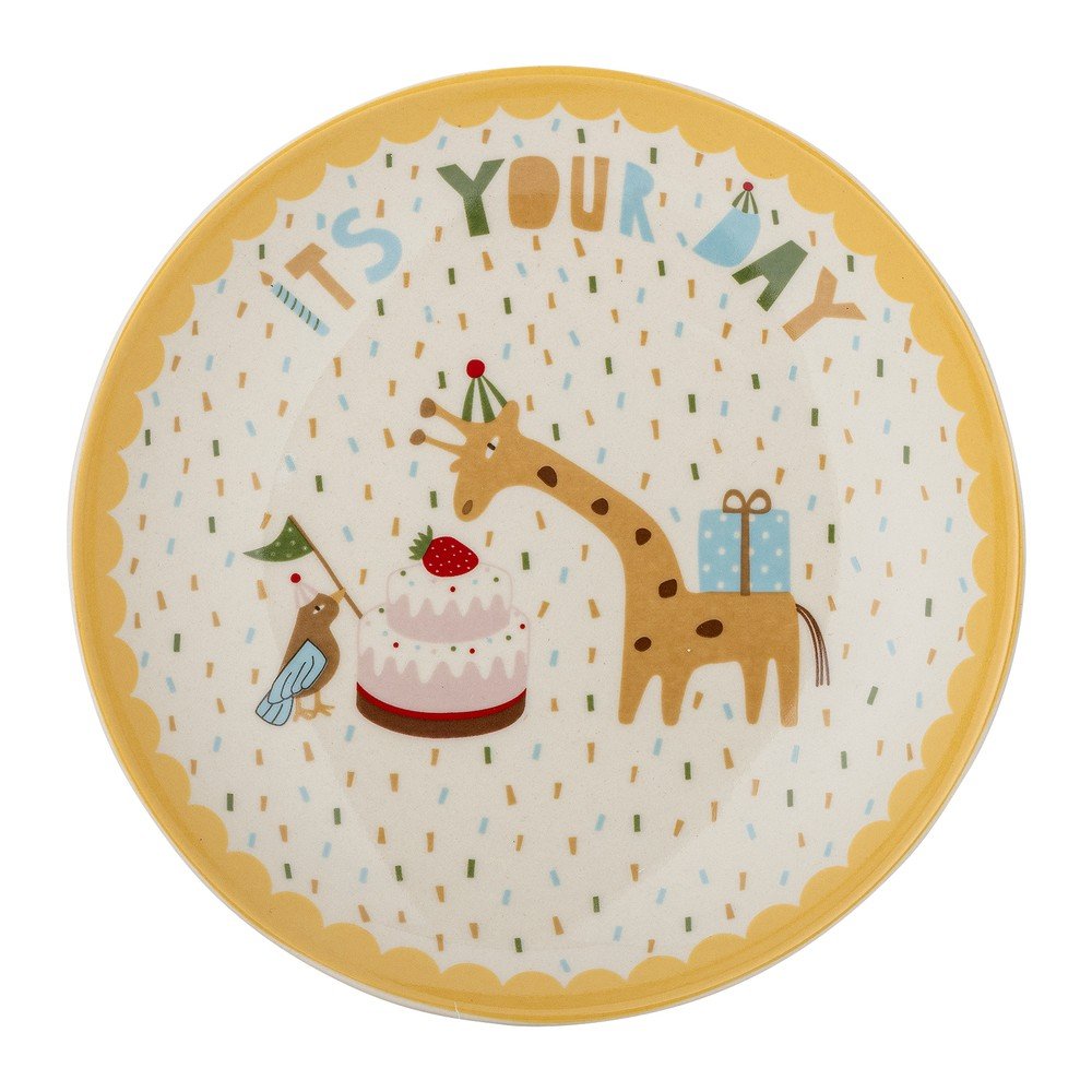 Žltý/krémovobiely kameninový detský tanier ø 16 cm Celebrate – Bloomingville Mini