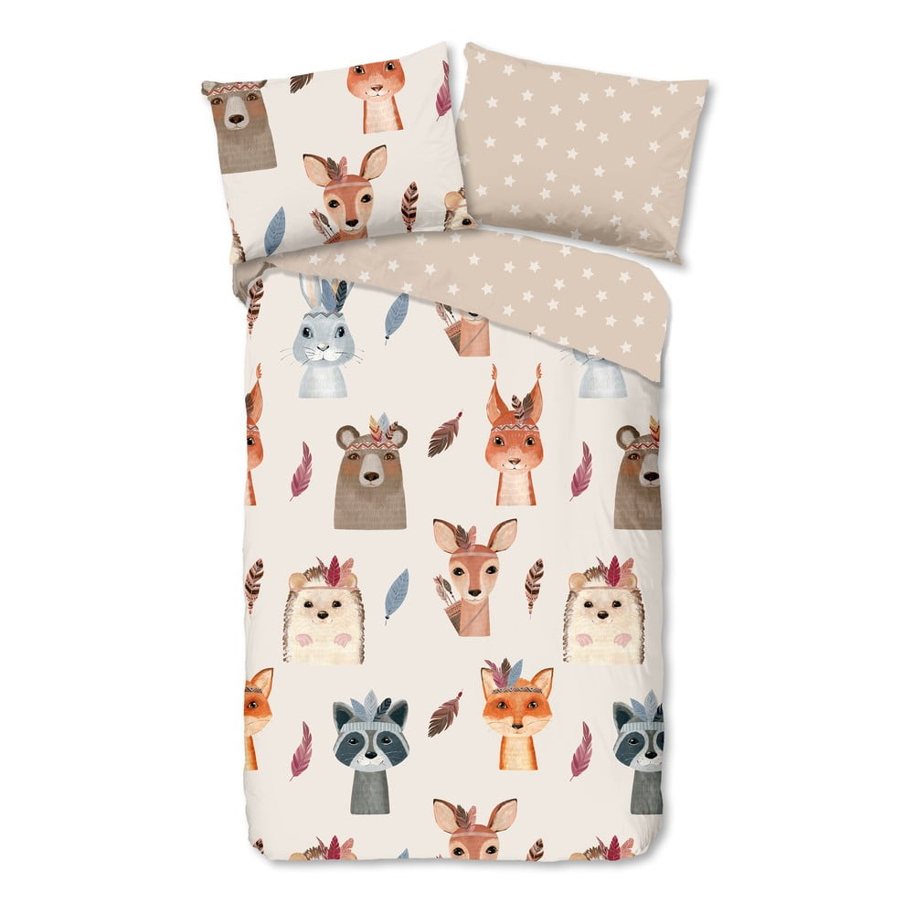 Hnedé/béžové bavlnené detské obliečky na jednolôžko 140x200 cm Rave – Good Morning