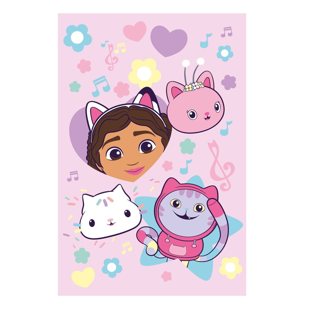 Ružová fleecová detská deka 100x150 cm Gabby´s Dollhouse "Music" – Jerry Fabrics