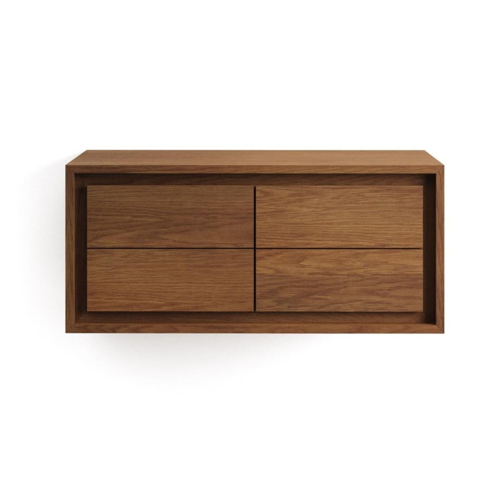 Tmavohnedá závesná skrinka pod umývadlo z teakového dreva 90x40 cm Kenta – Kave Home