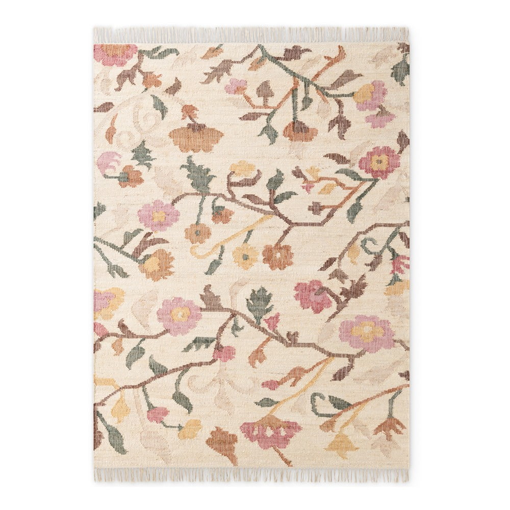 Krémový ručne tkaný jutový koberec 80x150 cm Roya Violette – Elle Decoration