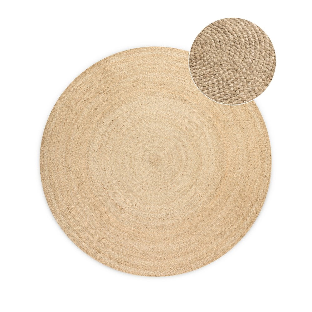 Slonovinový obojstranný jutový okrúhly koberec ø 100 cm Braided – Hanse Home