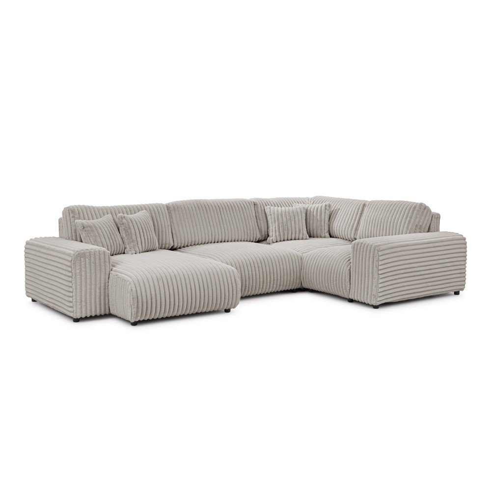 Svetlosivá menčestrová rohová pohovka (pravý roh/do tvaru "U") Justin – Ropez