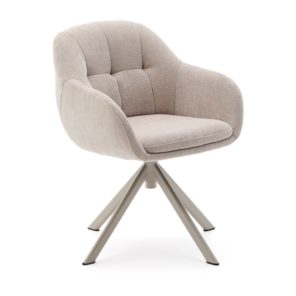 Béžové čalúnené jedálenské kreslo s podrúčkami Dorina – Kave Home