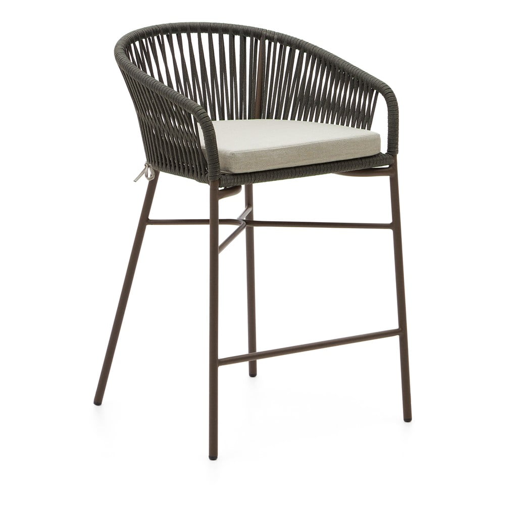 Zelená kovová/polstrovaná záhradná barová stolička Yanet – Kave Home