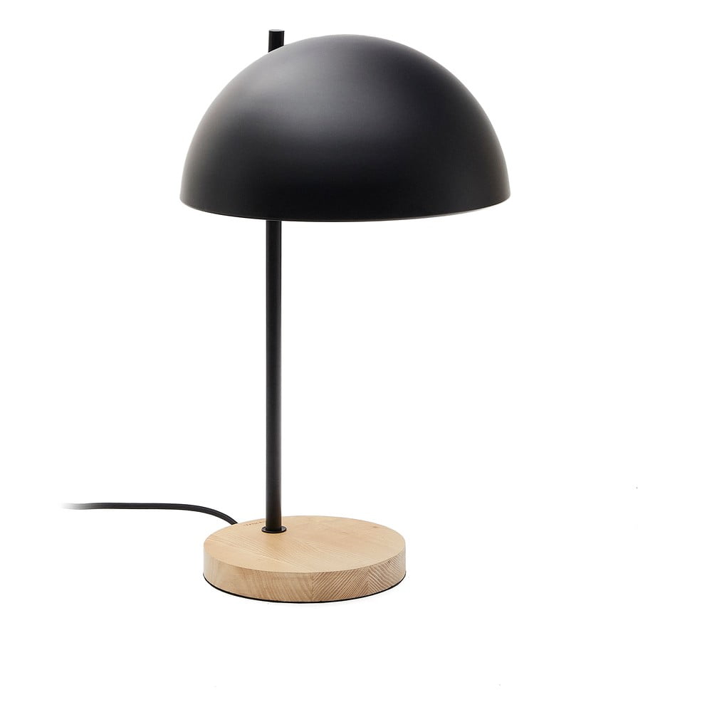 Čierna/v prírodnej farbe stolová lampa s kovovým tienidlom (výška 48