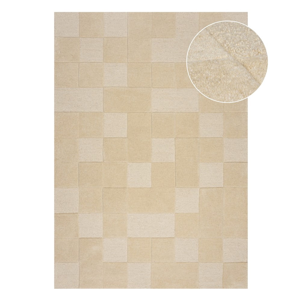 Béžový vlnený koberec 230x160 cm Checkerboard - Flair Rugs