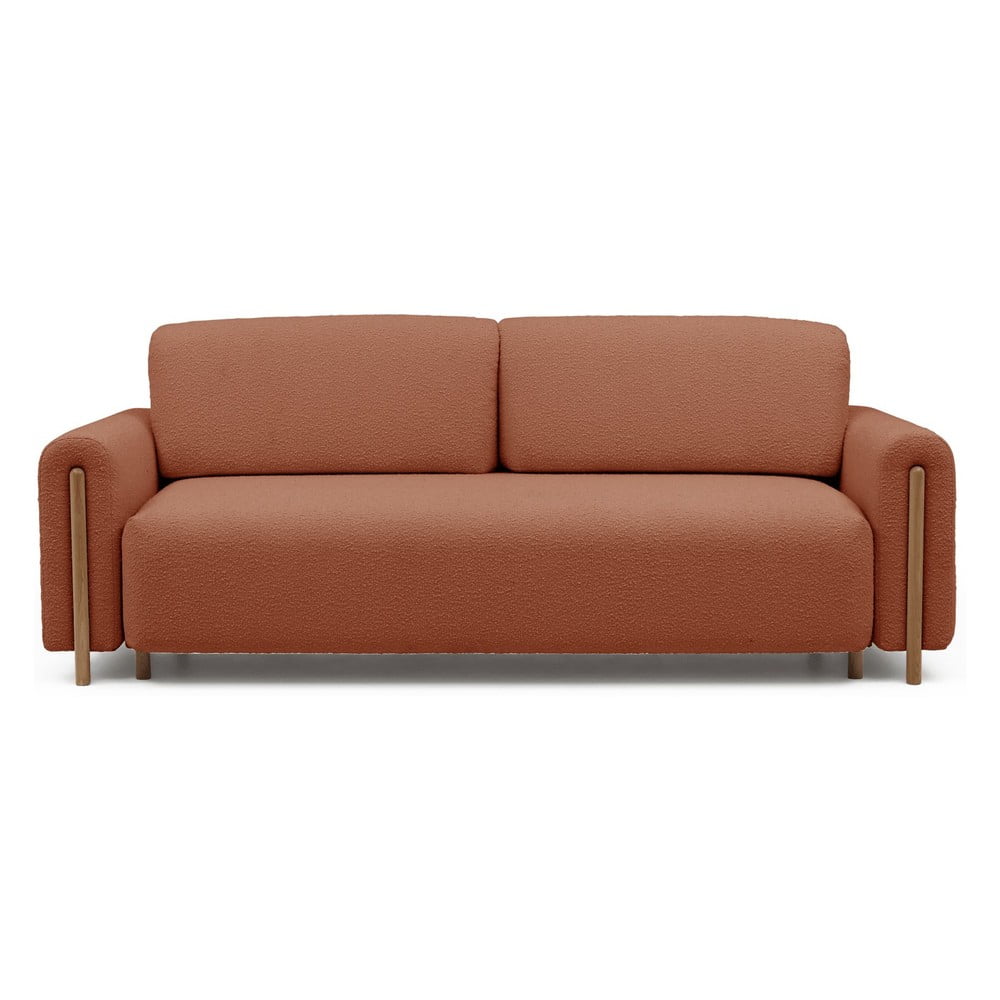 Terakotová rozkladacia/s úložným priestorom pohovka z textílie buklé 244 cm Arcadova – ELTAP