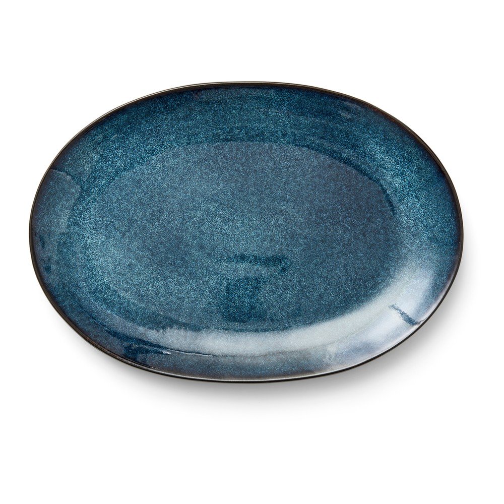 Čierny/modrý tanier z kameniny Gastro Dark Blue/Black – Bitz