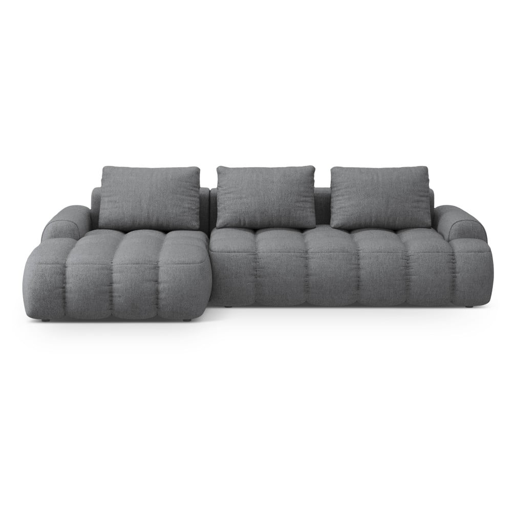 Sivá rozkladacia/s úložným priestorom rohová pohovka (ľavý roh/s leňoškou) Linz – Cosmopolitan Design