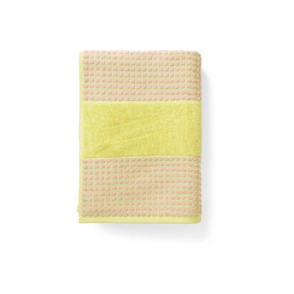 Žltý/ružový froté uterák z Bio bavlny 50x100 cm Check – JUNA